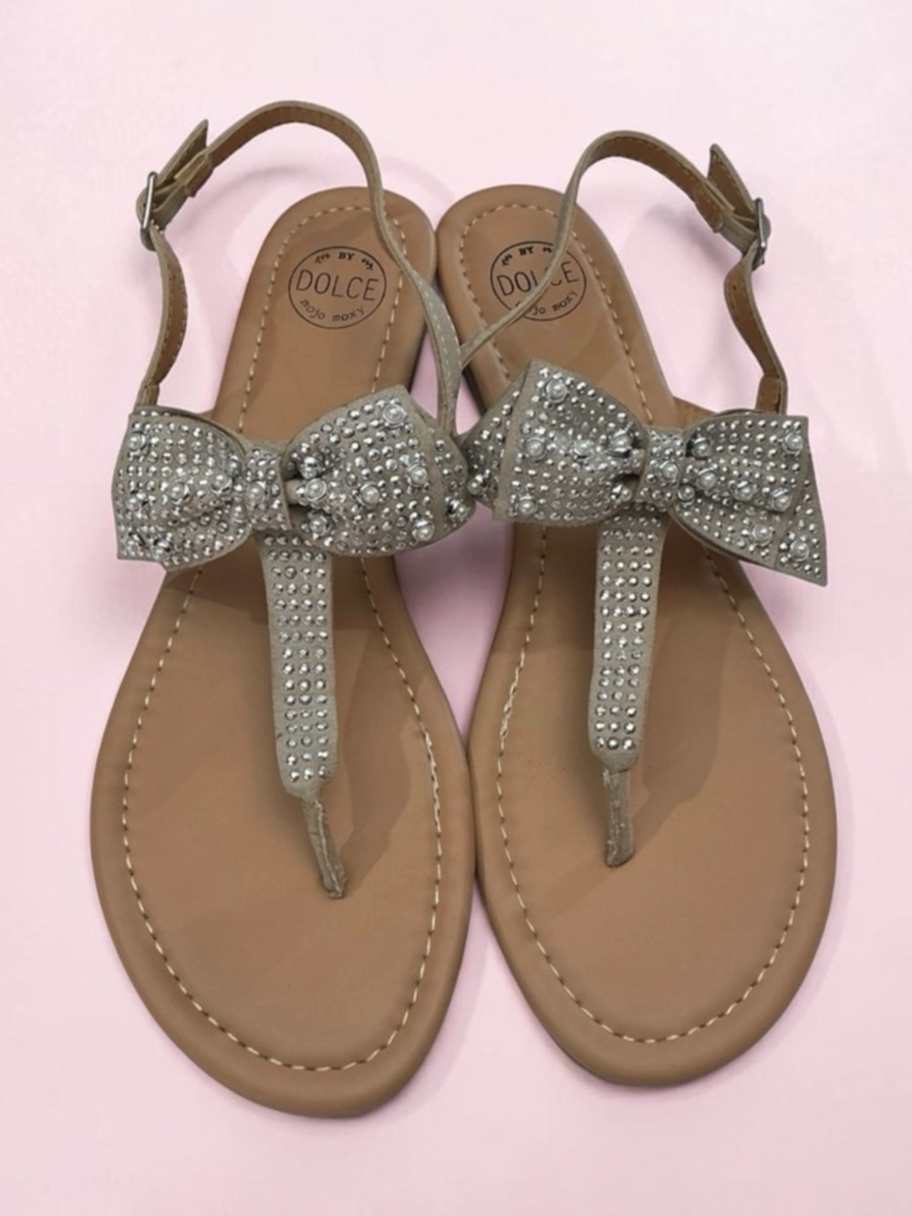 Dolce by Mojo Moxy Slingback Rhinestone Bow Thong Sandals